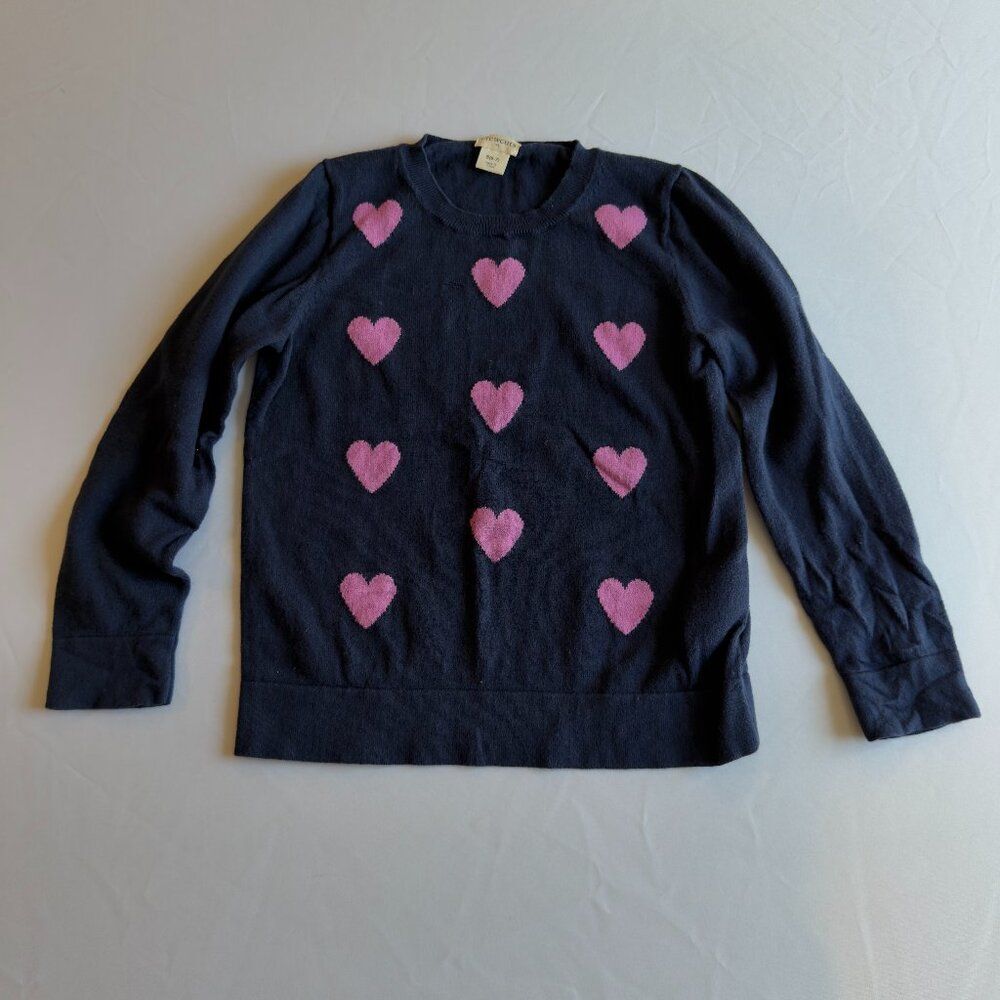 J. Crew Factory Crewcuts Navy Heart Sweater • size small 6/7 • BU395